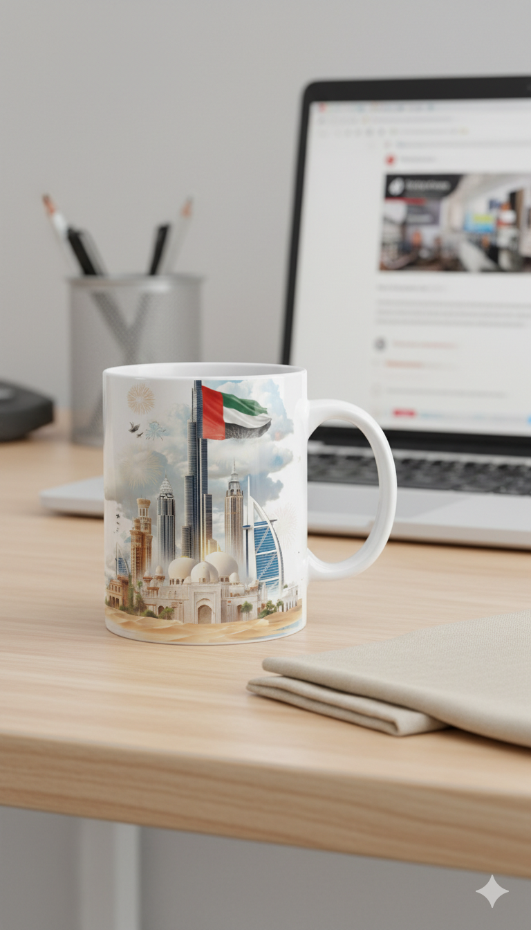 Mug Burj Khalifa Dubai — sublimation HD PMW Iconic Trends Wear, souvenir Dubai